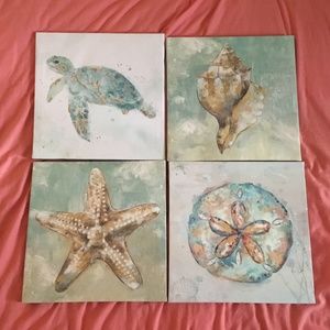 4 square Beach Wall Decor